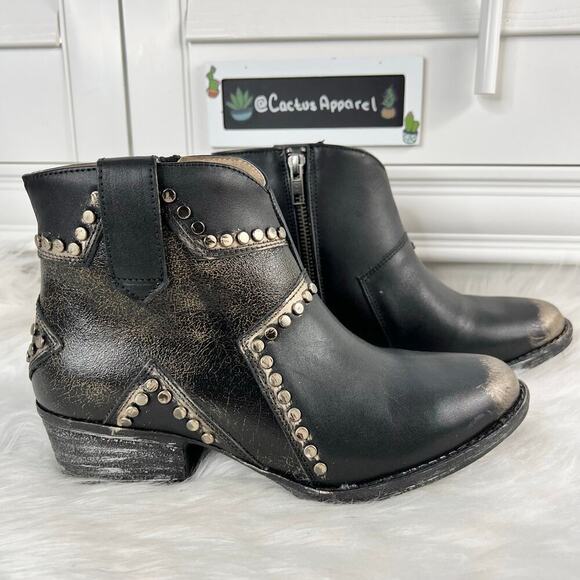New Women’s Circle G By Corral Black Star Inlay & Studs Ankle Boots Size 8.5 - Picture 3 of 9